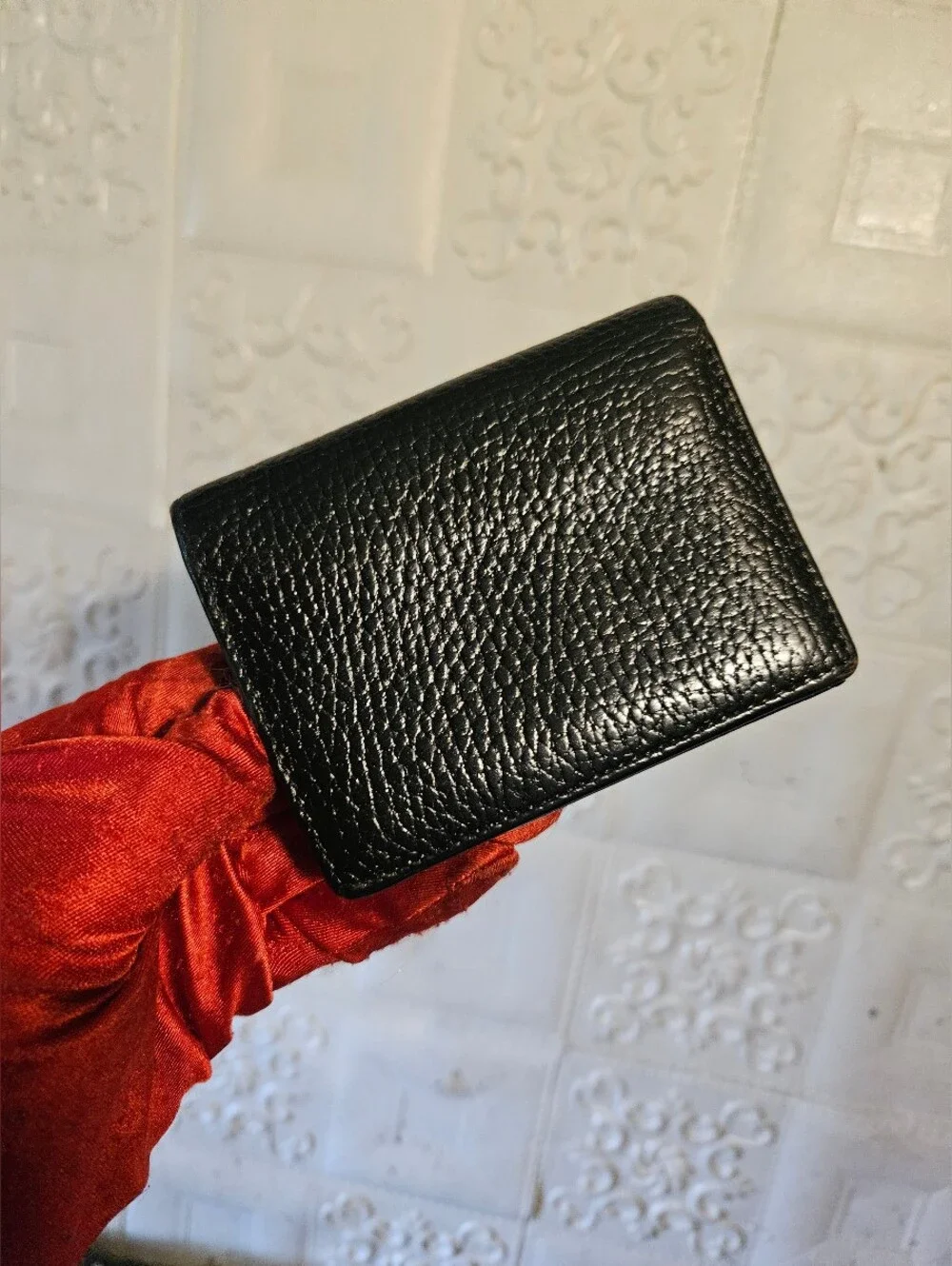 Gucci Marmont Interlocking Black Grained Leather Card Wallet Authentic